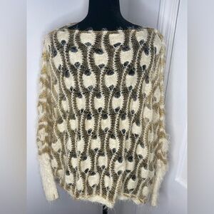 Tasha Nordstrom Cream and Brown Geometric Shrug